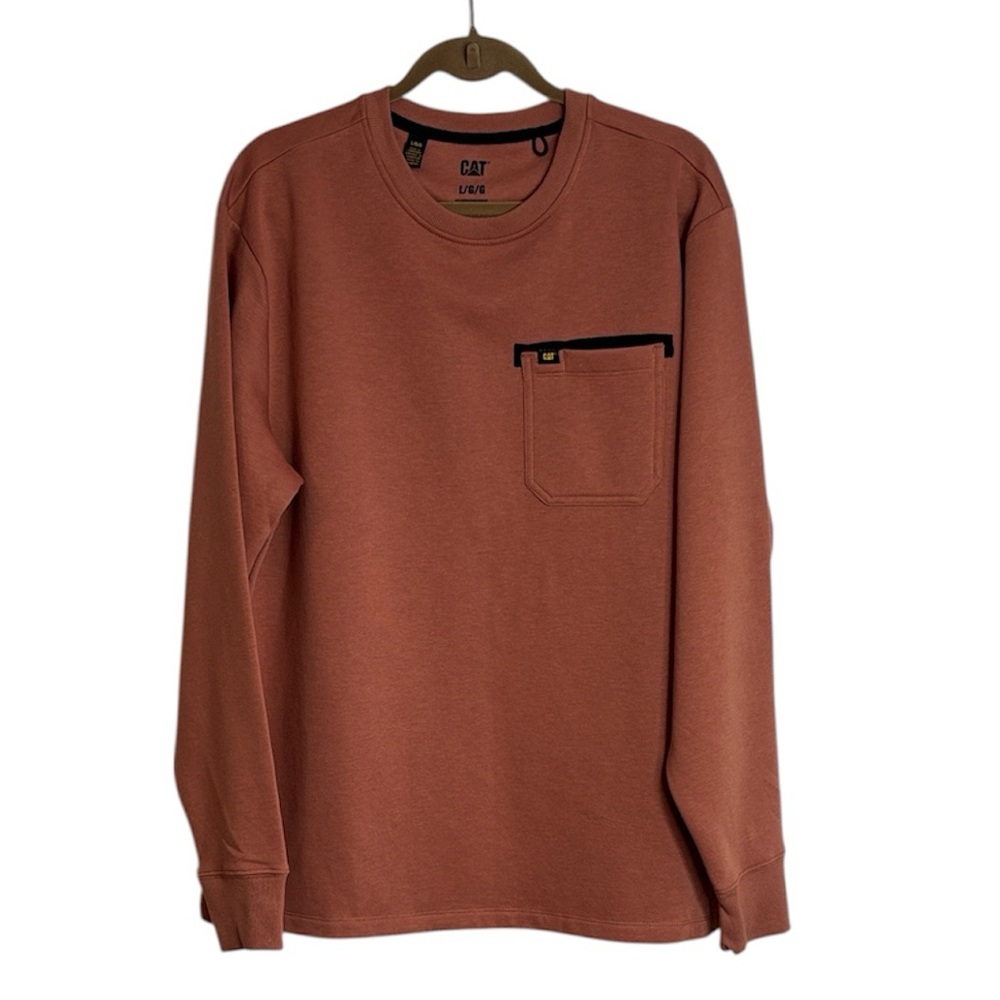 CAT Crewneck Sweatshirt Men’s Large Salmon Workwear Warm